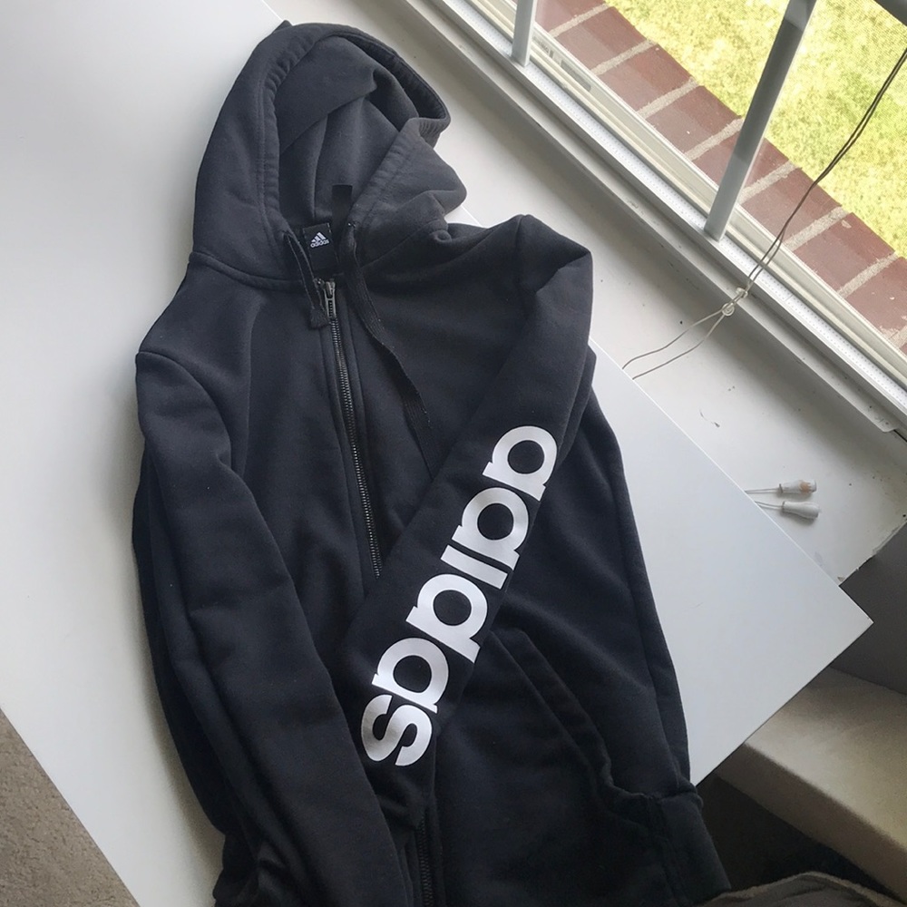 Black Adidas zip up with pockets